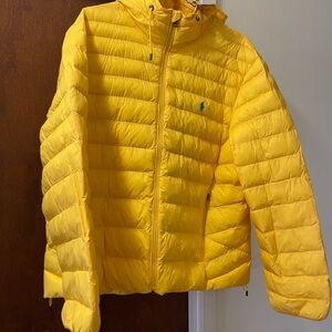 Ralph Lauren polo Yellow Quilted Hooded Puffer Jacket USA snowbeach